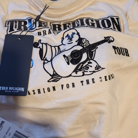 True Religion Other - Boys True Religion Cream Tee with Black Logo Front And DESIGN On BACK